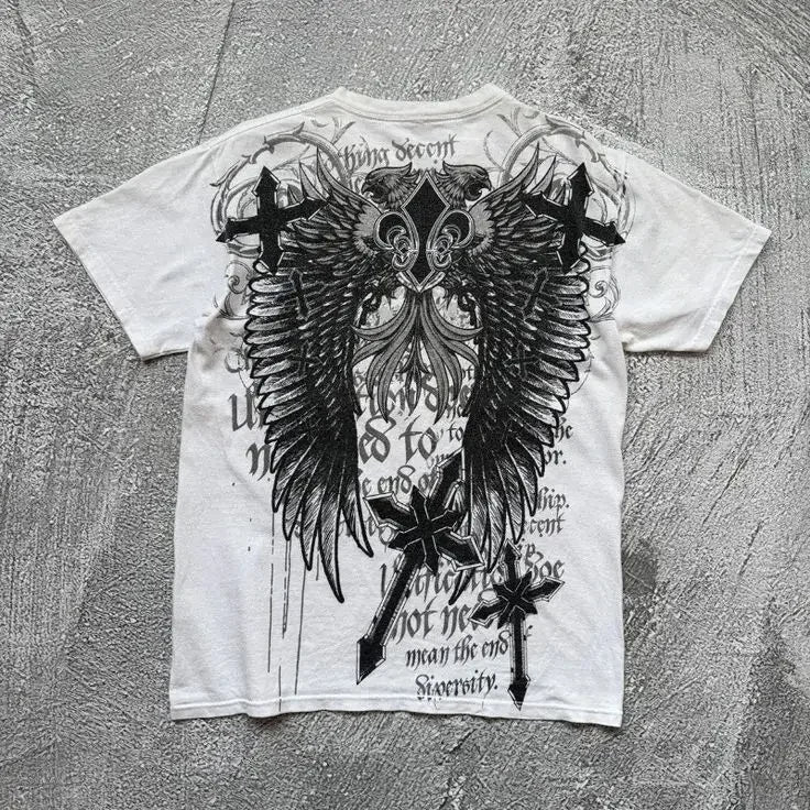 Vexaroa Oversized Y2K Gothic Graphic T-Shirt product photo, view 16
