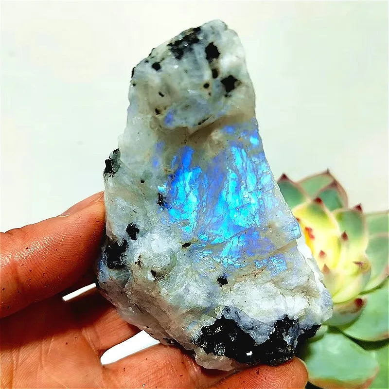 Large Raw Rainbow Moonstone, Featuring Natural Rough Iridescence, Perfect for Home Decoration, Yoga Gifts