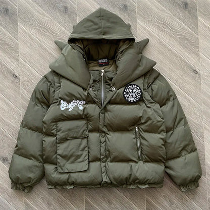 Vest Jacket High-quality Embroidered Printed Cotton Coat Detachable Sleeves Outerwear