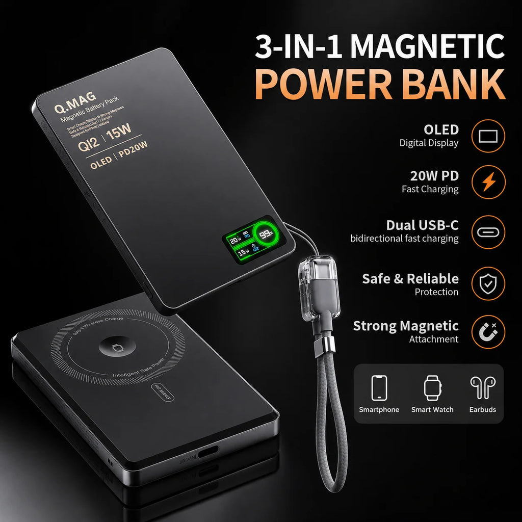Vexaroa 10000mAh Qi 2.1 Magnetic Wireless Power Bank USB-C — product image