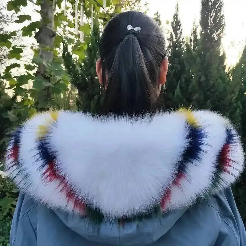 Vexaroa Super Large Real Fox Fur Collar – Women's Winter Scarf