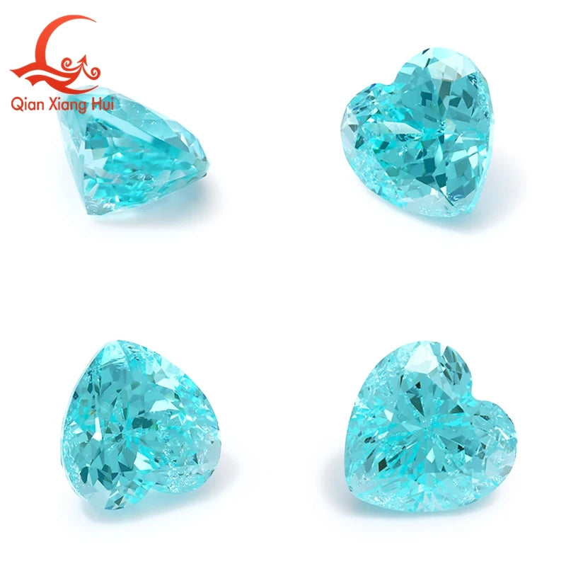 Heart Shape Neon Blue Color Paraiba Lab Grown Yttrium Aluminum Garnet With Inclusions Like Seawater Gem Stone Jewelry YAG
