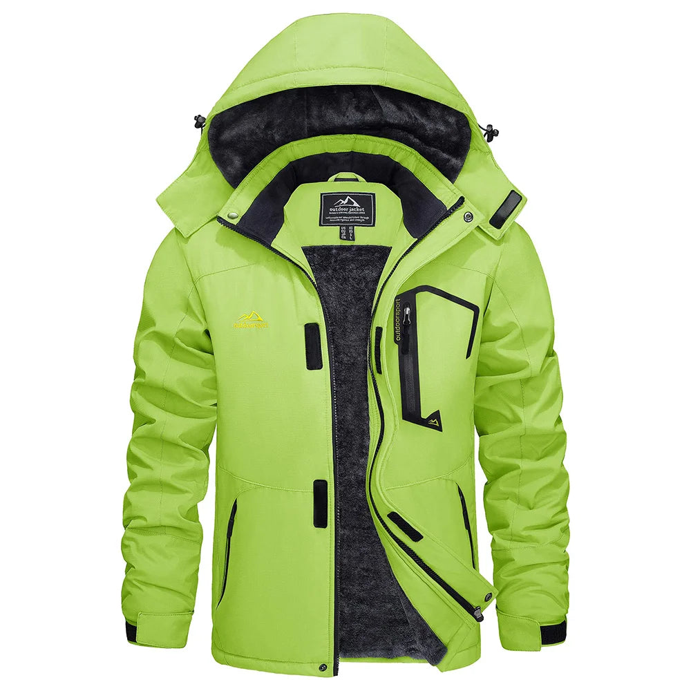 KEFITEVD Men's Winter Ski Jacket Waterproof Warm Thick Fleece Hiking Jackets Raincoats Snow Jacket Coats Windbreaker Man Parka