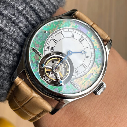 Vexaroa Coaxial Tourbillon Men's Sapphire Watch, Natural Stone Dial