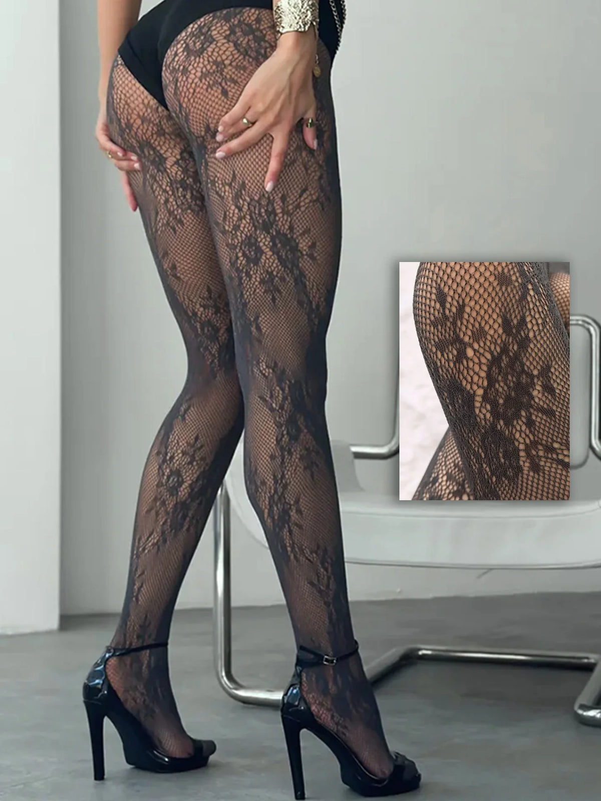 Vexaroa Women's Lace Floral Fishnet Stockings Club Tights