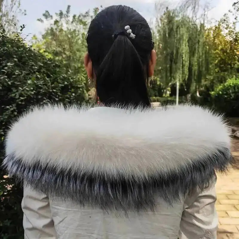 Super Large 100% Real Fox Fur Collar Hood Decor Fur Collar For Down Coat Women Winter Warm Fur Scarf Shawl Luxury