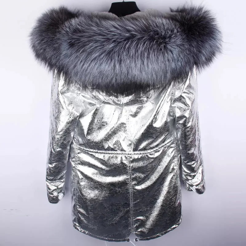 Winter Jackets For Women's Jacket Natural Real Fur Coat Fox Fur Collar Inner Fur Parkas Female Cold Coat