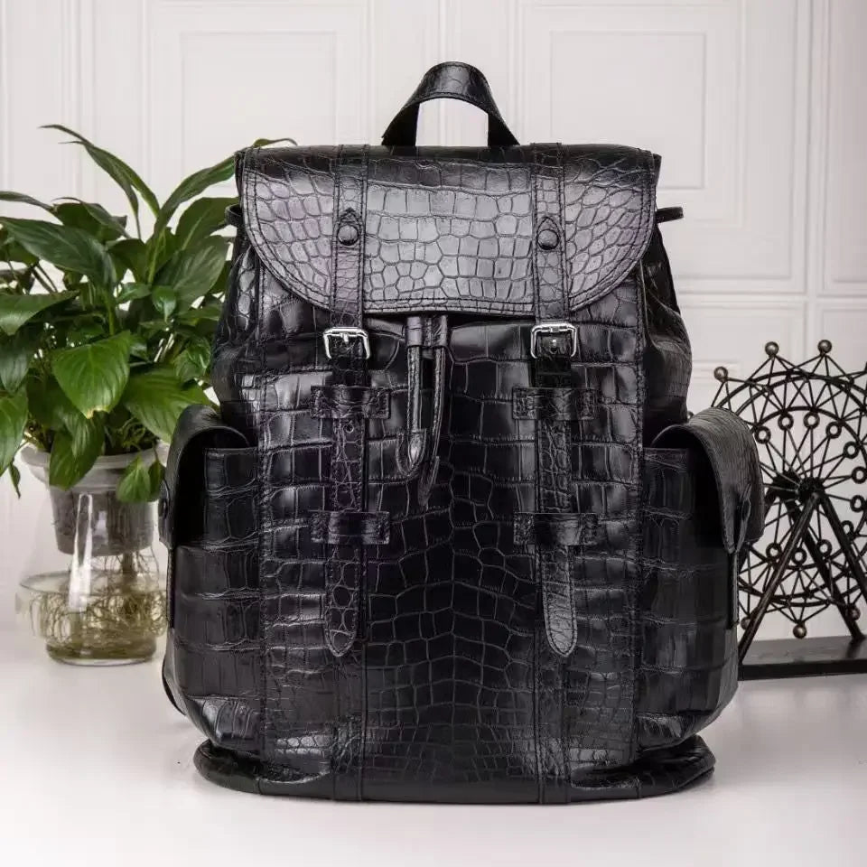 Men's Crocodile Leather Backpack Laptop Bag | Vexaroa