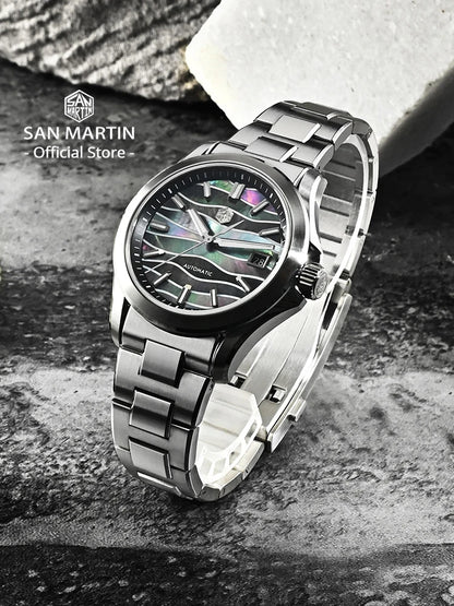 San Martin Official New 39mm Gradient Color Splicing MOP Dial Miyota 9015 Men Automatic Mechanical Watch Waterproof 100m SN0150