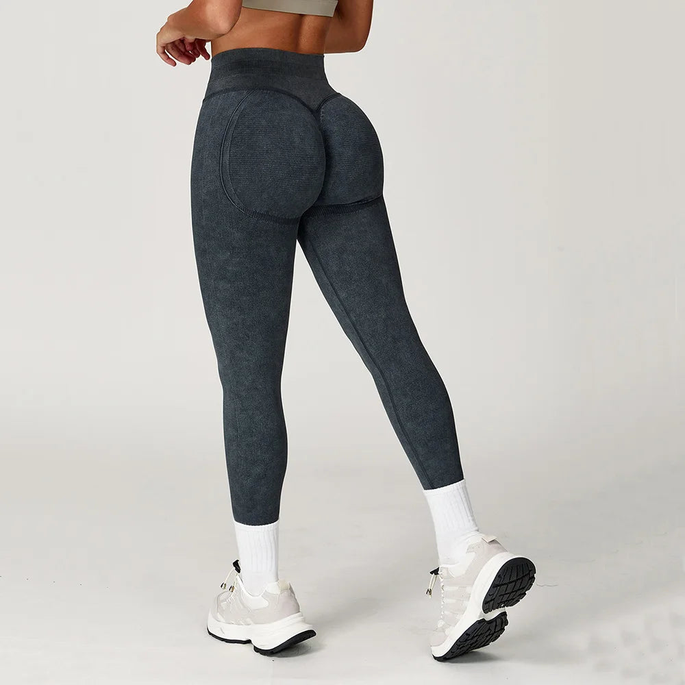 Vexaroa Seamless High Waist Ribbed Yoga Pants Scrunch Bum