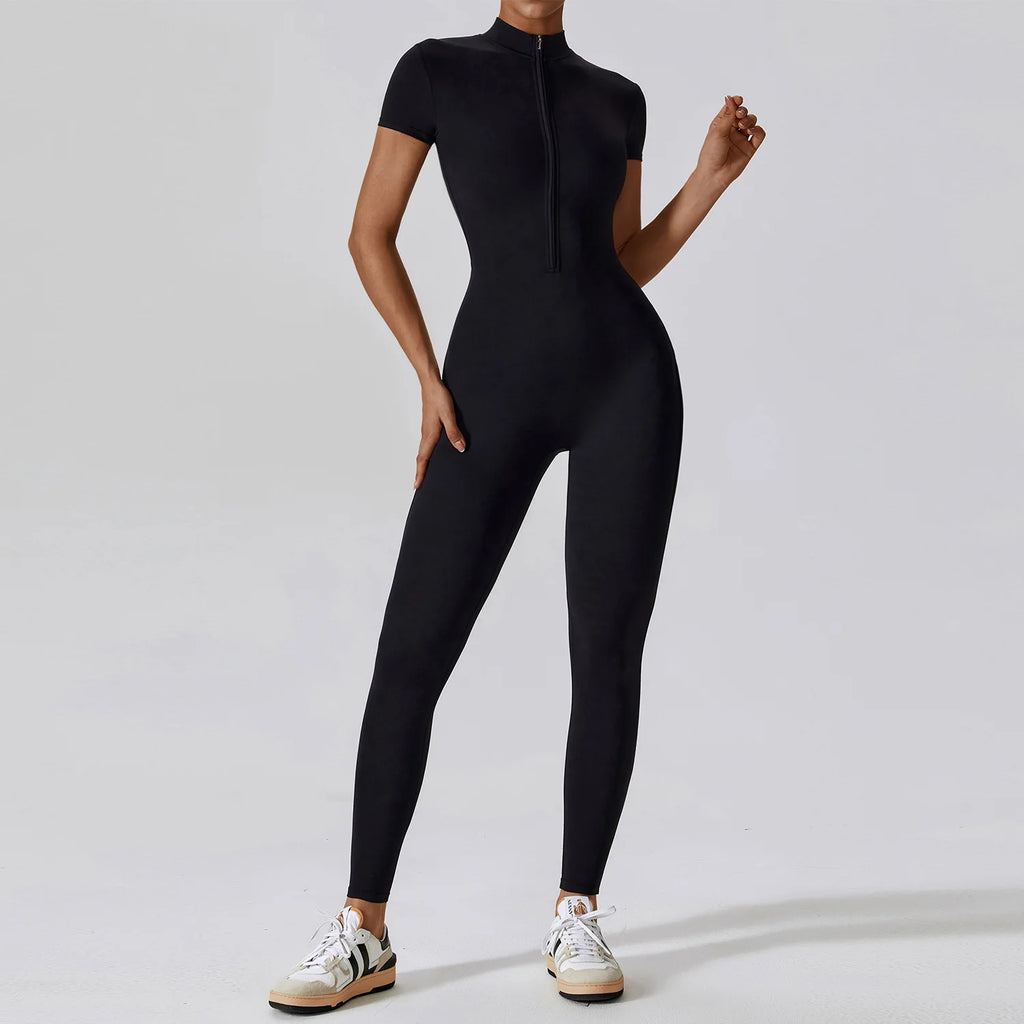 Vexaroa Women's Yoga Zipper Jumpsuit Long Sleeve Gym Fitness