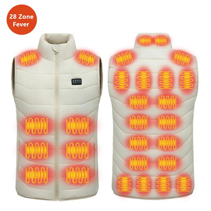 Quality Loose Casual Stand Up Collar Winter 28 Zone Intelligent Heating Vest Men'S Women'S Warm Electric Clip Coat (No Power Bank)