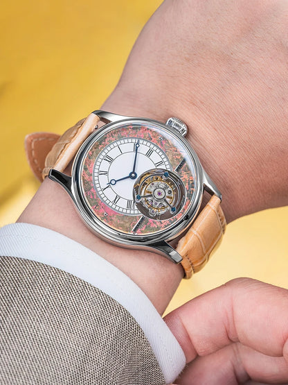 Vexaroa Coaxial Tourbillon Men's Sapphire Watch, Natural Stone Dial