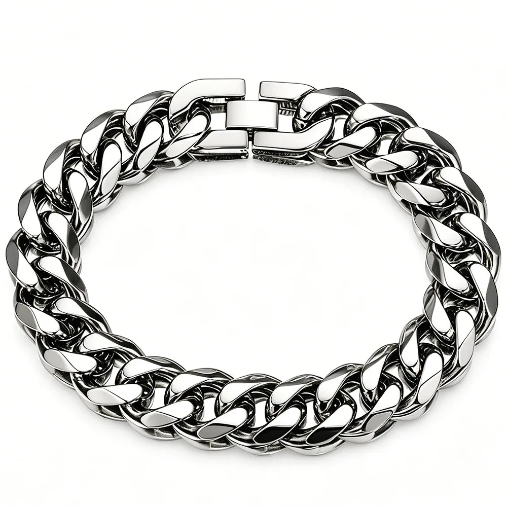 Vexaroa Polished Stainless Steel Cuban Link Bracelet — Vexaroa product image 2