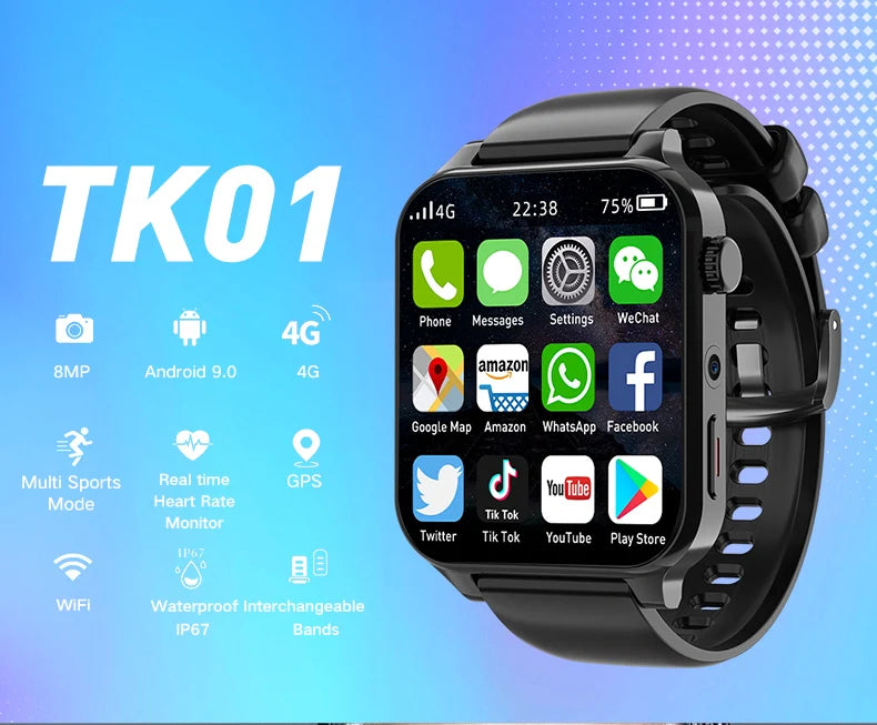 Waterproof Smart Watch Smart Watch Android Newest Smartwatch 4G SIM Card Support,HD Large Screen,Call,Gaming & Camera Functions