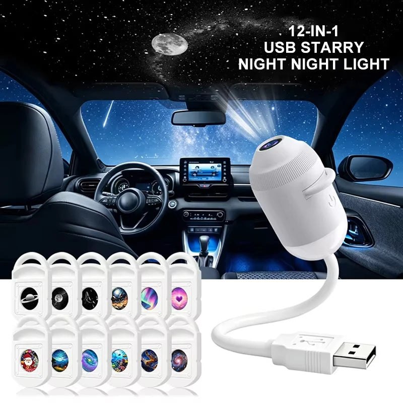 Vexaroa USB Galaxy Projector Night Light 360° – Car Home
