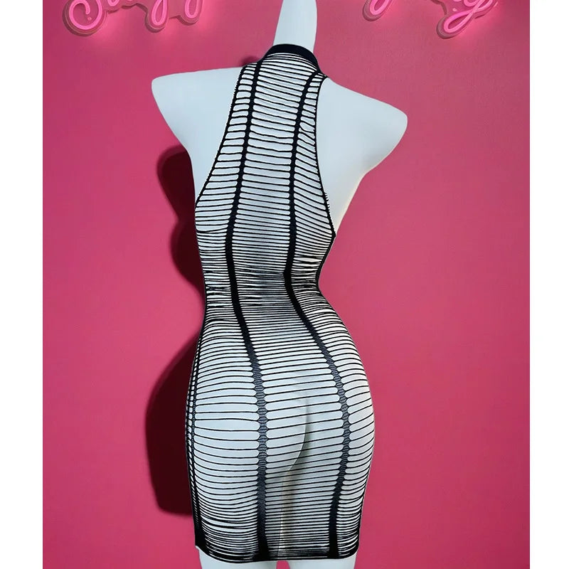 Vexaroa Women's Fishnet Cover-Up Bodycon Dress Lingerie