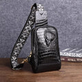 Men's Croc Leather Travel Chest Bag Floral Strap | Vexaroa — product image
