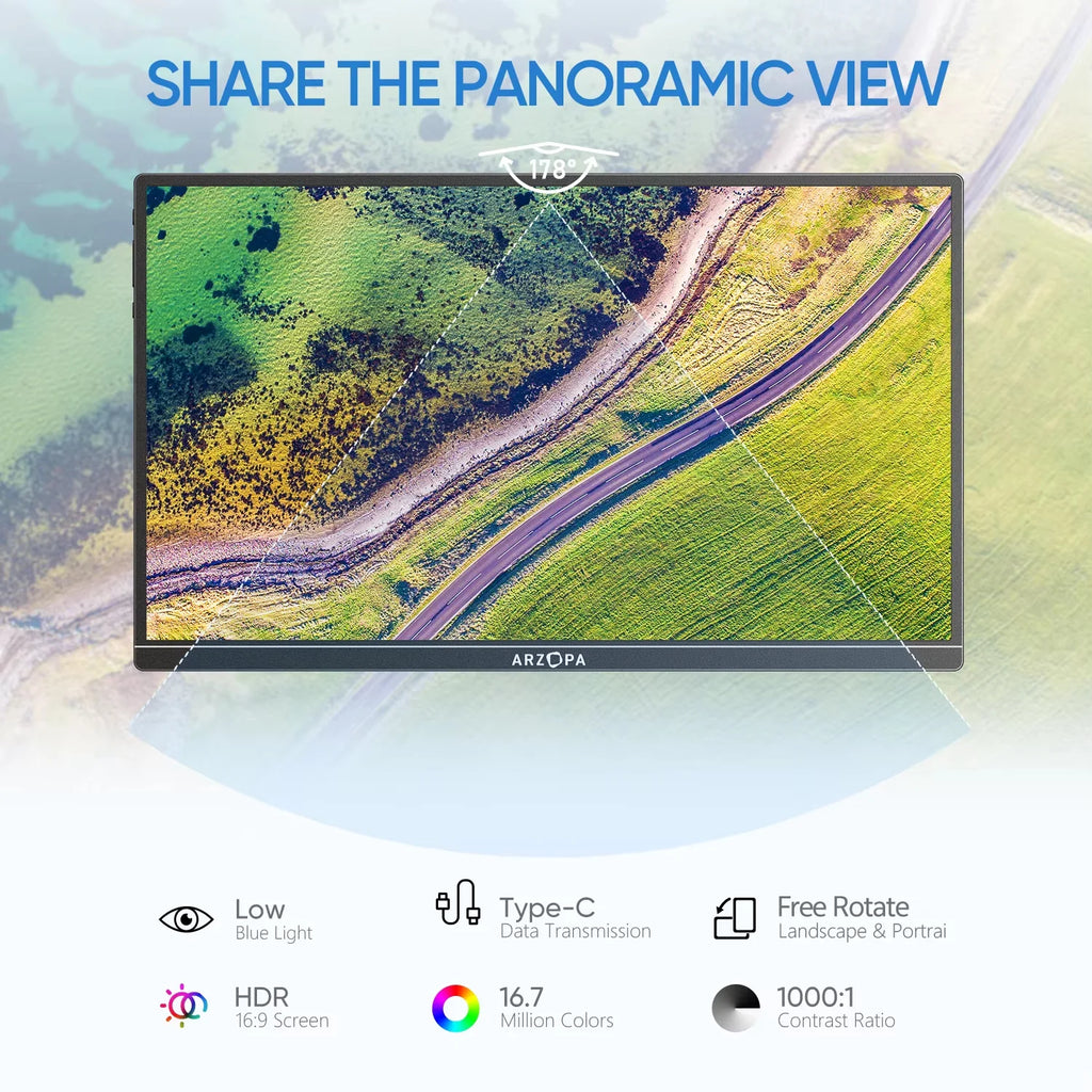 Vexaroa ARZOPA Portable FHD IPS Monitor, USB-C and HDMI
