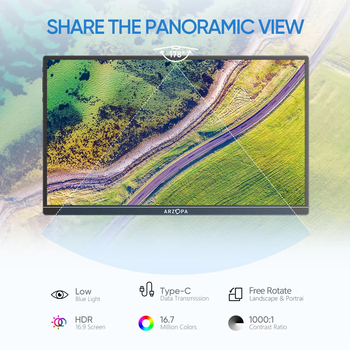 Vexaroa ARZOPA Portable FHD IPS Monitor, USB-C and HDMI