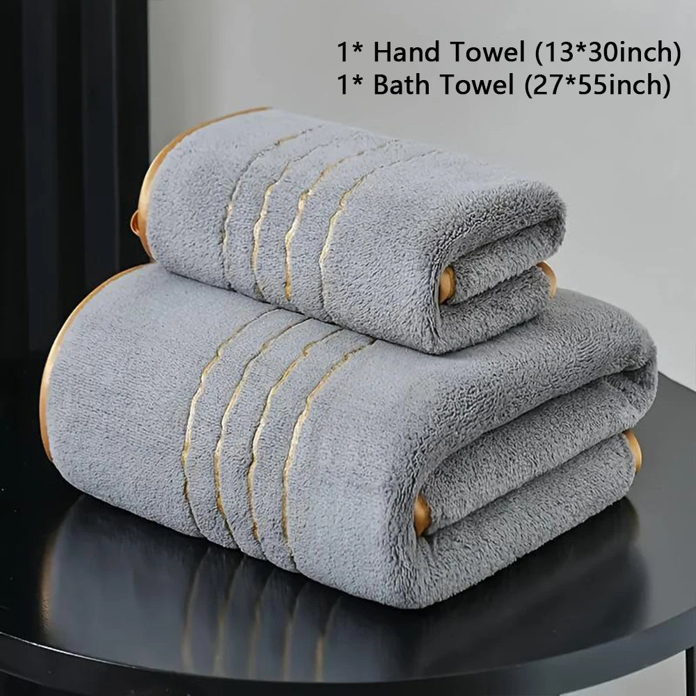 Vexaroa Soft Bath Towel Set with Gold Accents