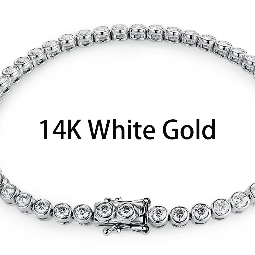 Vexaroa Bezel Set D VVS1 Moissanite Tennis Bracelet | Gold