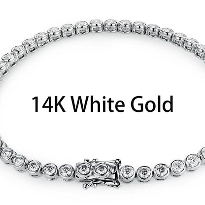 Vexaroa Bezel Set D VVS1 Moissanite Tennis Bracelet | Gold