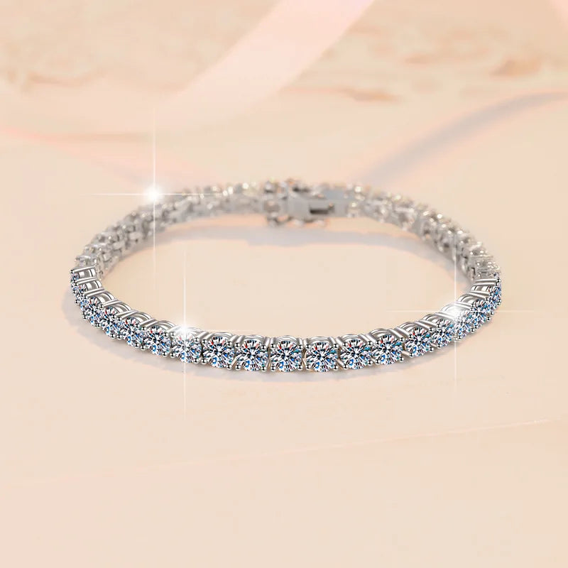 Platinum Moissanite Tennis Bracelet 3/4/5mm | Vexaroa