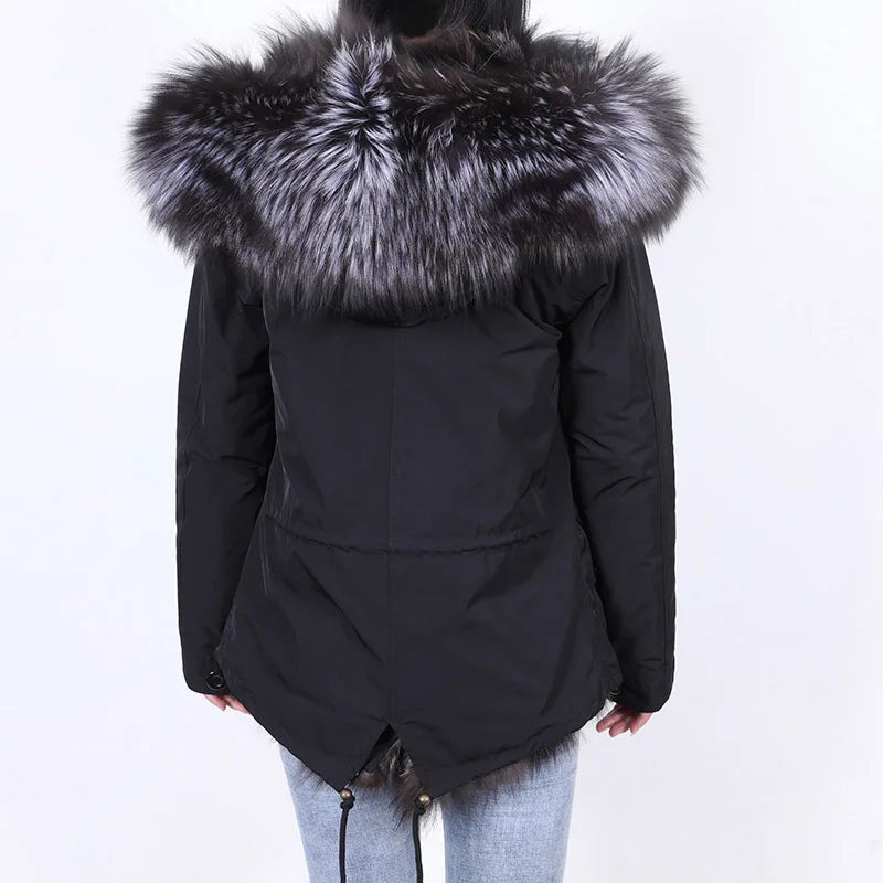 Winter Jackets For Women's Jacket Natural Real Fur Coat Fox Fur Collar Inner Fur Parkas Female Cold Coat