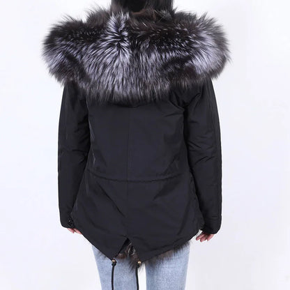 Winter Jackets For Women's Jacket Natural Real Fur Coat Fox Fur Collar Inner Fur Parkas Female Cold Coat