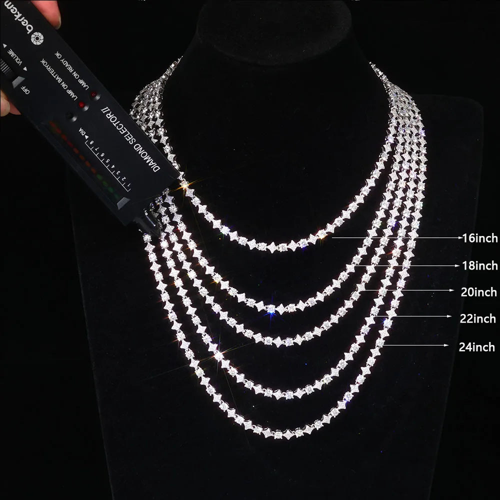 ICEBLING S925 Sterling Silver Moissanite Star Tennis Chain Hip Hop 6mm Iced Out VVS Charm Bracelet with GRA Certificate