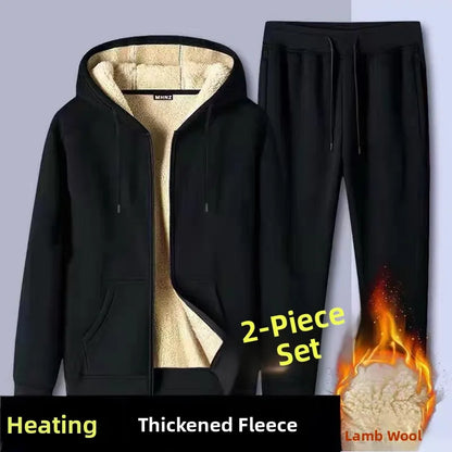 Vexaroa Men's Fleece Lamb Velvet Tracksuit Hooded Jacket & Pants