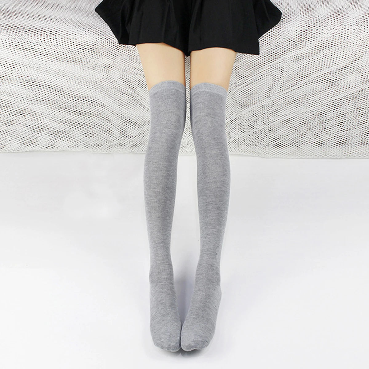 Vexaroa Fashion Over Knee Warm Slim Long Socks Black White