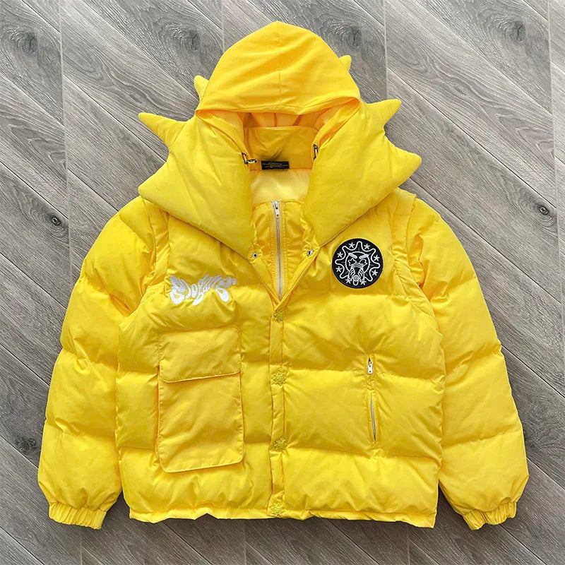 Vest Jacket High-quality Embroidered Printed Cotton Coat Detachable Sleeves Outerwear