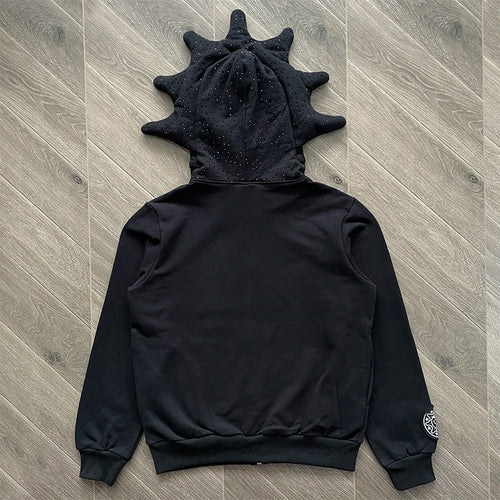 Embroidered Diamond Full-Zip Hoodie | Vexaroa