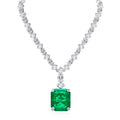 Vexaroa Lab Emerald & Diamond Brooch Necklace 925 Silver