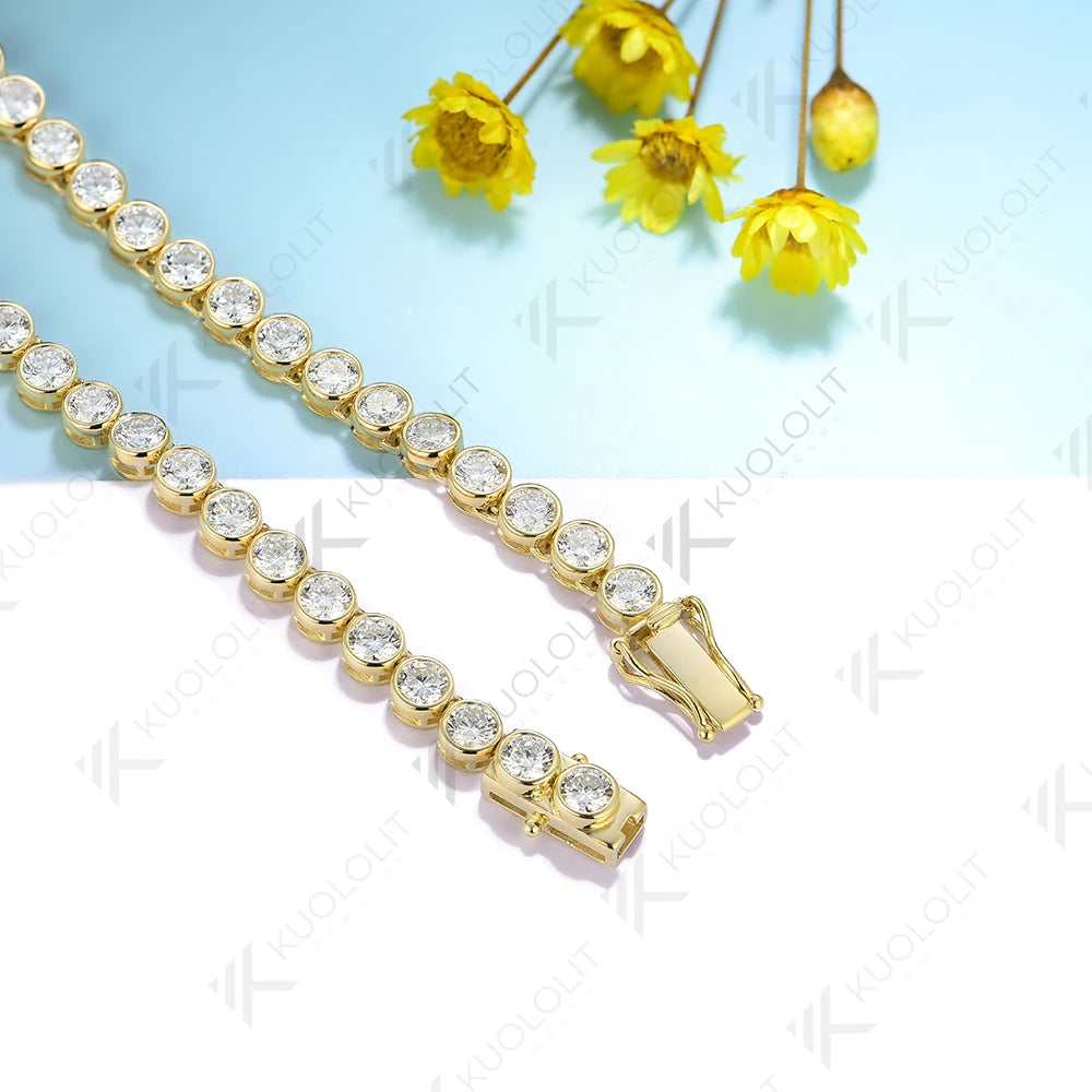 Vexaroa Moissanite Bezel Tennis Necklace 10K-18K Gold