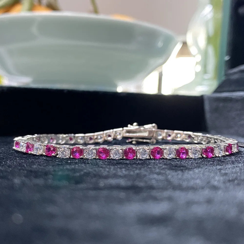 Vexaroa PT950 Platinum Rainbow Diamond Tennis Bracelet – Unisex
