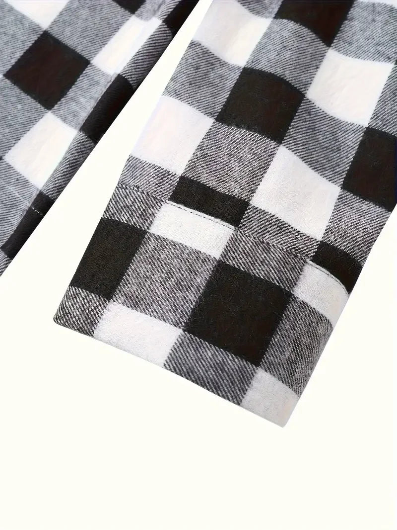 Vexaroa Men's Plaid Flannel Hooded Shirt – Casual Streetwear Top