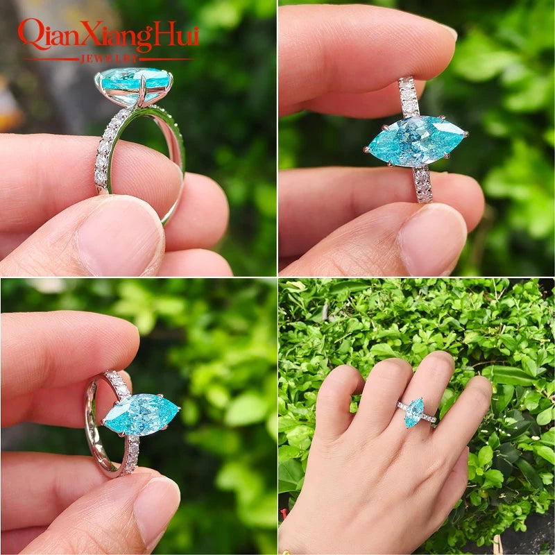 Vexaroa Marquise Blue YAG Moissanite Half Eternity Ring - product image 3