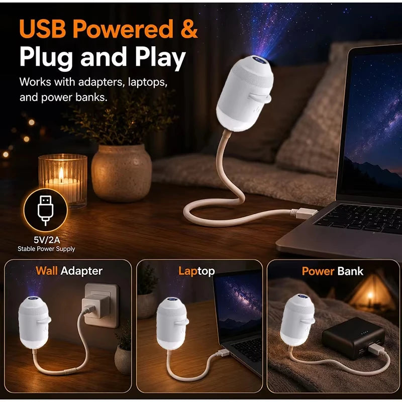 Vexaroa USB Galaxy Projector Night Light 360° – Car Home