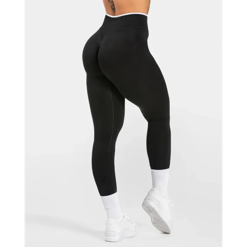 Vexaroa Color Block Seamless High Waist Hip Lift Yoga Leggings