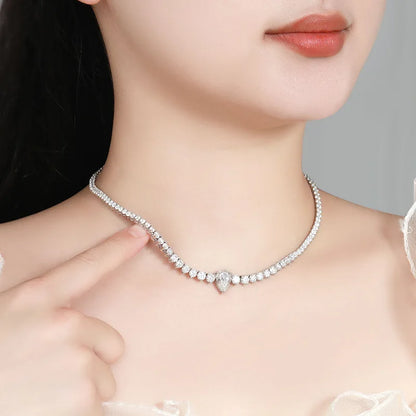 D VVS1 Pear Moissanite Pendant Necklace | GRA Certified | 925 Silver | Vexaroa