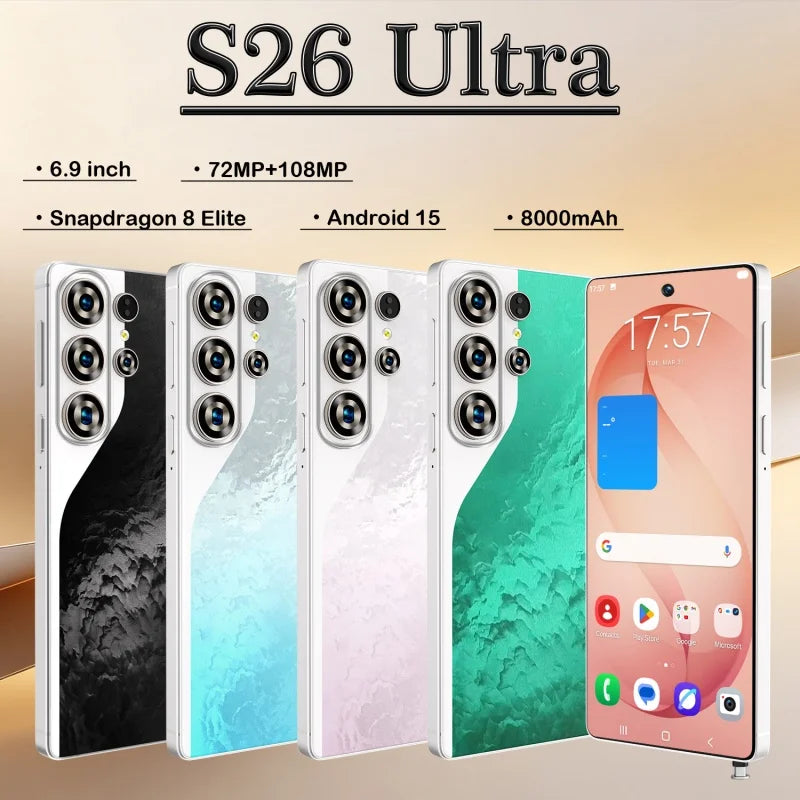 S26 Ultra Celulares Android Moblie Smartphone Original 6.9 Inch Phones Global Version Unlocked 5G Dual Sim CellPhones AB25