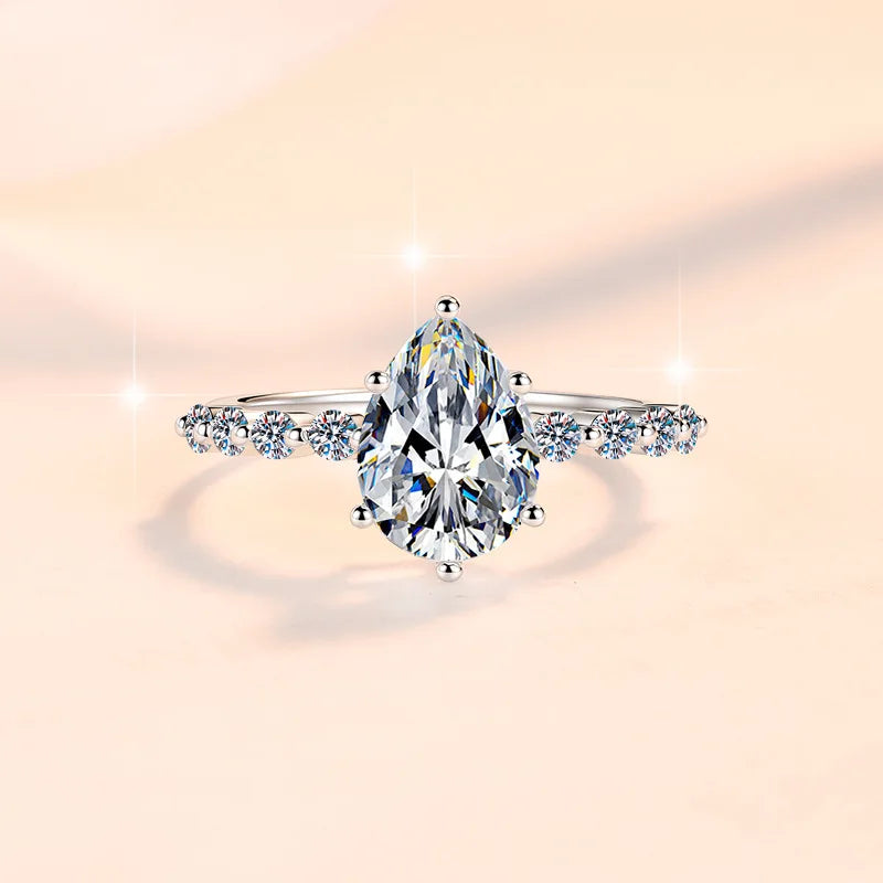 5ct Moissanite Six-Prong Pear Ring PT950 Platinum | Vexaro