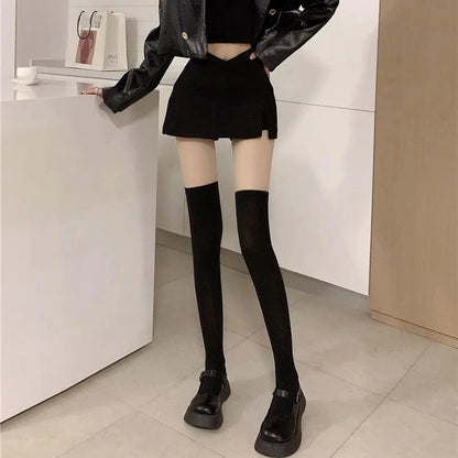Women's Style Over-the-Knee Tights Contrast Color Sheer to Illusion Pantyhose 3 Colors