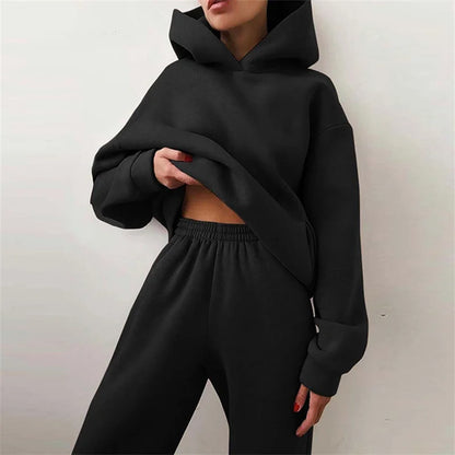 Vexaroa Women's Oversized Warm Hoodie & Long Pants Tracksuit Set