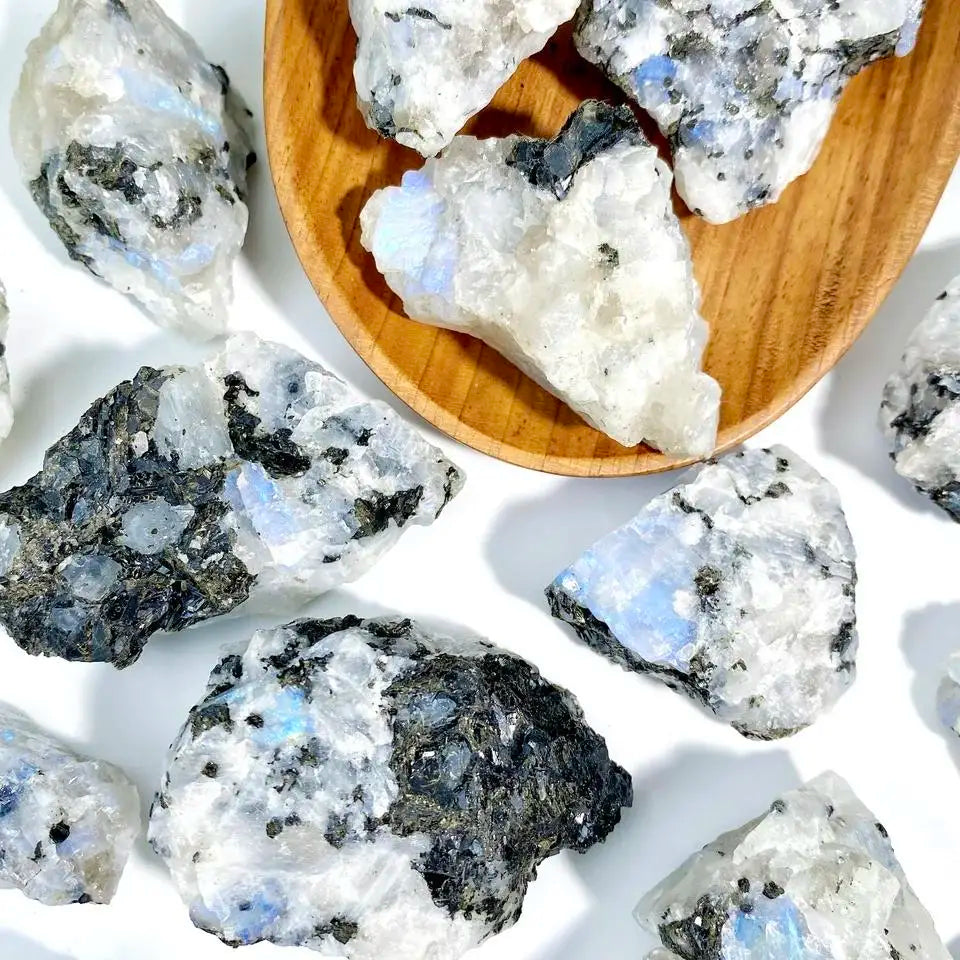 Large Raw Rainbow Moonstone, Featuring Natural Rough Iridescence, Perfect for Home Decoration, Yoga Gifts