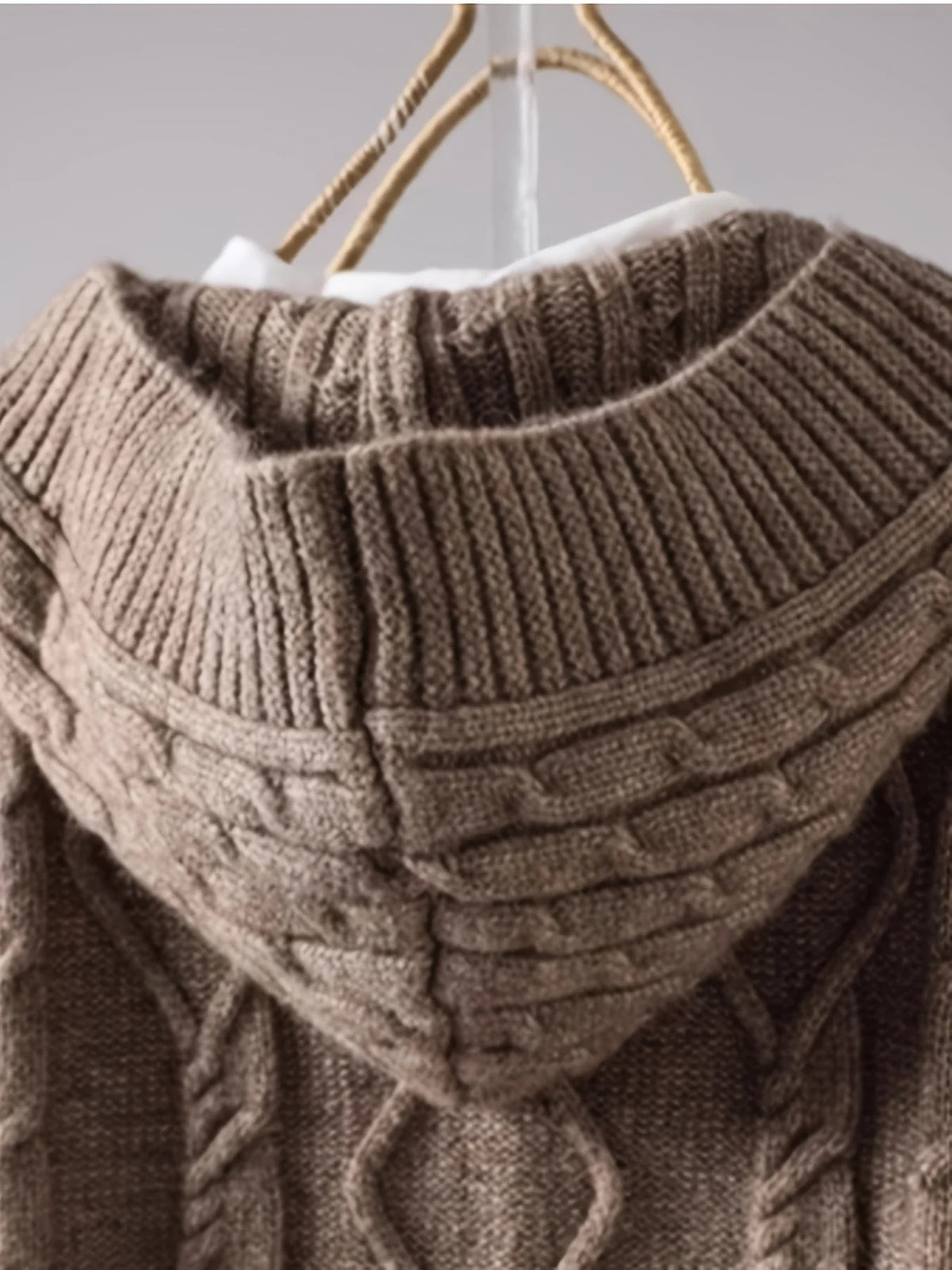 Plus-Size Women's Thick Textured Mid-Length Hooded Knit Cardigan  Autumn & Winter New Loose Outer Coat with Single-Row But