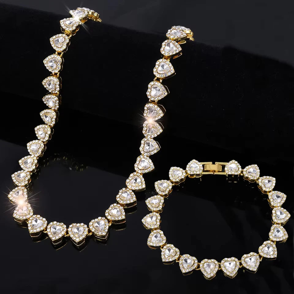 Vexaroa Heart Rhinestone Tennis Chain Jewelry Set — Vexaroa product image 24